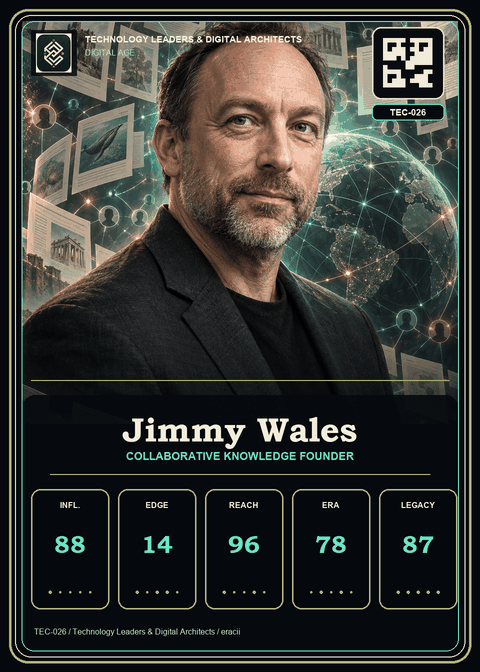 Jimmy Wales individual eracii card front.