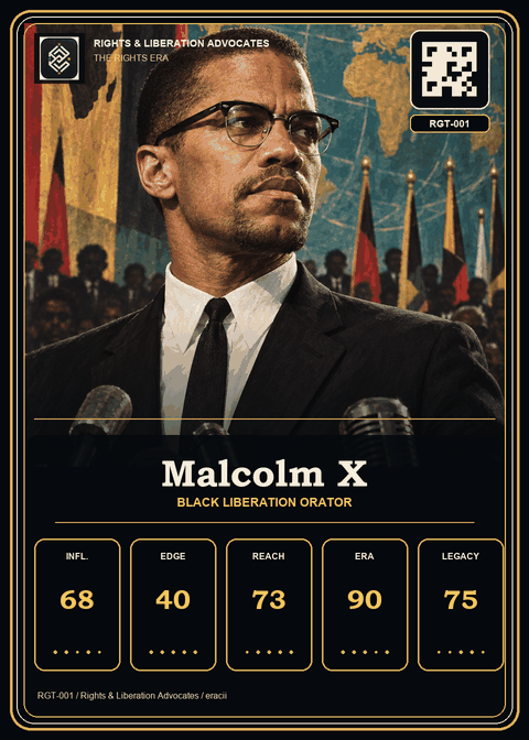 Malcolm X individual eracii card front.