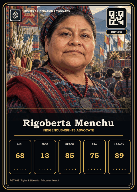 Rigoberta Menchu individual eracii card front.