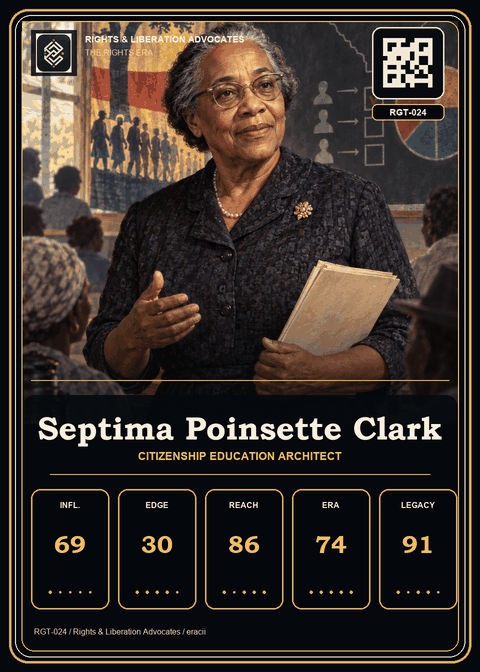 Septima Poinsette Clark individual eracii card front.