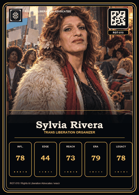 Sylvia Rivera individual eracii card front.